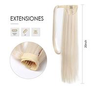 Ponytail Extension 20/26 Inch Long Straight Extension Synthetic Heat Resistant Women's Ponytail Hair Piece Magic Paste Ponytail Wrap Around Clip In Ponytail Hair Hair Extensions Ponytail(NMW001-1)