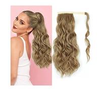 Ponytail Extension 20" Body Wavy Wrap Around Pony Tails Hair Extension for Women Fluffy Synthetic Natural Soft Hairpiece Synthetic Long Wavy Ponytail Extension for Daily Use(Brown Gold)