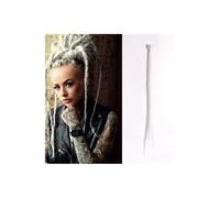Ponytail Extension 20 Inch Handmade Dreadlocks Extensions 5 Strands Synthetic Dreads Locks Crochet Braids Hair 1.0cm Fake Twist Braiding Hair Reggae Dreads Braid(Light gray)