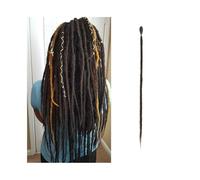 Ponytail Extension 20 Inch Handmade Dreadlocks Extensions 5 Strands Synthetic Dreads Locks Crochet Braids Hair 1.0cm Fake Twist Braiding Hair Reggae Dreads Braid Ponytail Hairpiece for Women(Black br