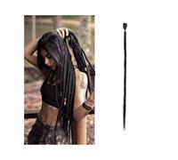 Ponytail Extension 20 Inch Handmade Dreadlocks Extensions 5 Strands Synthetic Dreads Locks Crochet Braids Hair 1.0cm Fake Twist Braiding Hair Reggae Dreads Braid Tails Hair Extensions(Nature black)