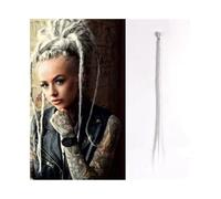 Ponytail Extension 20 Inch Handmade Dreadlocks Extensions 5 Strands Synthetic Dreads Locks Crochet Braids Hair 1.0cm Fake Twist Braiding Reggae Braid Daily use(Light gray)