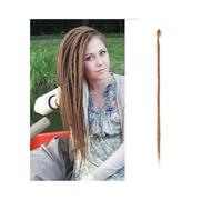 Ponytail Extension 20 Inch Handmade Dreadlocks Extensions 5 Strands Synthetic Dreads Locks Crochet Braids Hair 1.0cm Fake Twist Braiding Hair Reggae Dreads Braid Ponytail Hairpiece(Linen brown)