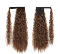 Ponytail Extension 22/32 inch Synthetic Natural Hairpiece Headwear Hair Brown Grey Long Curly Ponytail Wrap Around Ponytail Clip in Hair Extensions Ponytail Hair Extension (Color : M4-30, Size : 32i