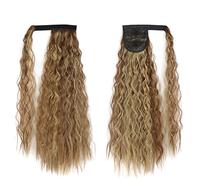 Ponytail Extension 22/32 inch Synthetic Natural Hairpiece Headwear Hair Brown Grey Long Curly Ponytail Wrap Around Ponytail Clip in Hair Extensions Ponytail Hair Extension (Color : 12H24, Size : 22i