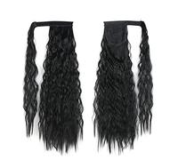 Ponytail Extension 22/32 inch Synthetic Natural Hairpiece Headwear Hair Brown Grey Long Curly Ponytail Wrap Around Ponytail Clip in Hair Extensions Ponytail Hair Extension (Color : 1B, Size : 32inch