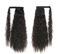 Ponytail Extension 22/32 inch Synthetic Natural Hairpiece Headwear Hair Brown Grey Long Curly Ponytail Wrap Around Ponytail Clip in Hair Extensions Ponytail Hair Extension (Color : 2, Size : 22inche
