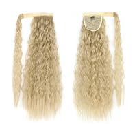 Ponytail Extension 22/32 inch Synthetic Natural Hairpiece Headwear Hair Brown Grey Long Curly Ponytail Wrap Around Ponytail Clip in Hair Extensions Ponytail Hair Extension (Color : 24-613, Size : 22