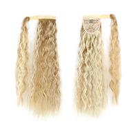 Ponytail Extension 22/32 inch Synthetic Natural Hairpiece Headwear Hair Brown Grey Long Curly Ponytail Wrap Around Ponytail Clip in Hair Extensions Ponytail Hair Extension (Color : 18H613, Size : 22