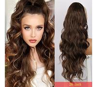 Ponytail Extension 22 Inch Synthetic Ponytail Extensions Long Wavy Drawstring Ponytail Hair Extensions for Daily Party Use Ponytail Hair Extension(Highlight-26)