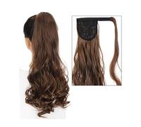 Ponytail Extension 22" Long Wave Ponytail Extension Magic Paste Heat Resistant Natural Wavy Synthetic Wrap Around Ponytail Hairpiece for Women Ponytail Hair Extension(4-30)