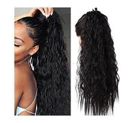 Ponytail Extension 22" Synthetic Fluffy Curly Ponytail Hairpieces Clip in Ponytail Hair Extensions for Women Long Corn Wave Ponytail Extensions Hair Extensions Ponytail(001)