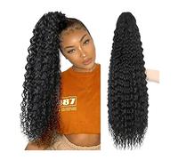 Ponytail Extension 24/30inch Long Kinky Curly Ponytail Extensions Synthetic Drawstring Curly Hair Extension Ponytails Clip in Natural Hair Ponytail Extensions for Women Hair Extensions Ponytail(Color: