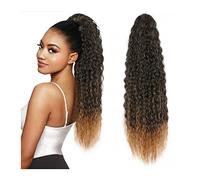 Ponytail Extension 24/30inch Long Kinky Curly Ponytail Extensions Synthetic Drawstring Curly Hair Extension Ponytails Clip in Natural Hair Ponytail Extensions for Women Hair Extensions Ponytail(Color: