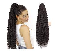 Ponytail Extension 24/30inch Long Kinky Curly Ponytail Extensions Synthetic Drawstring Curly Hair Extension Ponytails Clip in Natural Hair Ponytail Extensions for Women Hair Extensions Ponytail(Color: