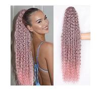 Ponytail Extension 24/30inch Long Kinky Curly Ponytail Extensions Synthetic Drawstring Curly Hair Extension Ponytails Clip in Natural Hair Ponytail Extensions for Women Hair Extensions Ponytail(Color: