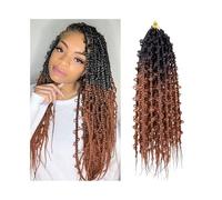 Ponytail Extension 24" Butterfly Box Braids Crochet Hair 6 Packs Prelooped Long Locs Jungle Synthetic Daily use(Natural Black+Light Auburn)