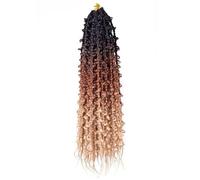 Ponytail Extension 24" Butterfly Box Braids Crochet Hair 6 Packs Prelooped Long Locs Jungle Synthetic Daily use(Black+Auburn+Dark Blonde)