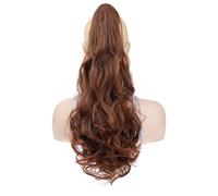 Ponytail Extension, 24" Fluffy Long Wavy Curly Claw Clip Hair Extensions Fake Pony Tails Soft Synthetic Hairpiece Hair Extension for Daily Use(12#)