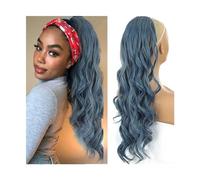 Ponytail Extension 24 Inch Long Body Wavy Ponytail Hair Extension Heat Resistant Synthetic Drawstring Ponytail Hairpieces Clip-In Curly Wavy Hair Extensions for Women Hair Extensions Ponytail (Color