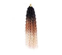 Ponytail Extension 24Inch Butterfly Box Braids Crochet Hair Pre-Loop Butterfly Locs Twist Crochet Braids,Synthetic Box Braids Crochet Hair(Black+Auburn+Bleach Blonde)