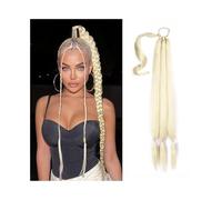 Ponytail Extension 26/34 Inch Long Braided Ponytail Extension with Hair Tie Yaki Straight Wrap Around Ponytail Natural Soft Synthetic Hair Piece for Women Daily Wear Ponytail Hair Extension(Blonde,34i