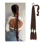Ponytail Extension 26/34 Inch Ponytail Extension Synthetic Long Braided Ponytail with Hair Tie Straight Wrap Around Ponytails Hair pieces For Women Daily Use Ponytail Hair Extension(Reddish brown,26in