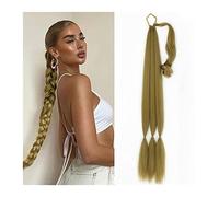Ponytail Extension 26/34 Inch Ponytail Extension Synthetic Long Braided Ponytail with Hair Tie Straight Wrap Around Ponytails Hair pieces For Women Daily Use Ponytail Hair Extension(Brown gold,26inch)