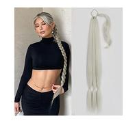 Ponytail Extension 26/34 Inch Ponytail Extension Synthetic Long Braided Ponytail with Hair Tie Straight Wrap Around Ponytails Hair pieces For Women Daily Use Ponytail Hair Extension(Platinum Blonde,34