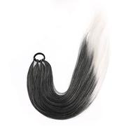 Ponytail Extension 26 Inch Ponytail Extensions Synthetic Boxing Braids Wrap Around Chignon Tail with Rubber Band Hair Ring Hair Extensions Ponytail(Color:MIX1BGREY_26INCHES)
