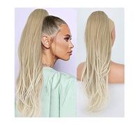 Ponytail Extension 26inch Long Wavy Drawstring Extensions Synthetic Ponytail Hairpieces for Women Daily Ponytail Multi-layered Synthesic Clip in Pony Tail Hair Ponytail Hairpiece(Ombre Platiunm)