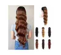 Ponytail Extension 28 Inch Long Loose Deep Wave Pony Tail Synthetic Hair Pieces Drawstring Curly Wavy Ponytail Clip in Hair Extensions Hair Extensions(#2)
