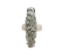 Ponytail Extension 32" Long Curly Styled Clip In Claw Ponytail Hair Synthetic Hairpiece 270g with A Jaw claw(Silver)