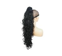 Ponytail Extension 32" Long Curly Styled Clip In Claw Ponytail Hair Synthetic Hairpiece 270g with A Jaw claw(Dark Black)