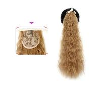 Ponytail Extension 35/55/80cm Synthetic Long Corn Wave Ponytail Extension Drawstring Curly Wavy Ponytail Hairpieces for Women Curly Drawstring Ponytail Heat Resistant Hair Extensions Ponytail(008)