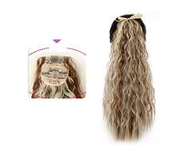 Ponytail Extension 35/55/80cm Synthetic Long Corn Wave Ponytail Extension Drawstring Curly Wavy Ponytail Hairpieces for Women Curly Drawstring Ponytail Heat Resistant Hair Extensions Ponytail(0012)