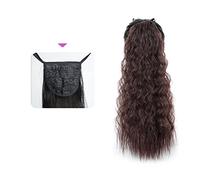 Ponytail Extension 35/55/80cm Synthetic Long Corn Wave Ponytail Extension Drawstring Curly Wavy Ponytail Hairpieces for Women Curly Drawstring Ponytail Heat Resistant Hair Extensions Ponytail(006)