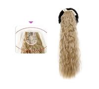 Ponytail Extension 35/55/80cm Synthetic Long Corn Wave Ponytail Extension Drawstring Curly Wavy Ponytail Hairpieces for Women Curly Drawstring Ponytail Heat Resistant Hair Extensions Ponytail(0011)