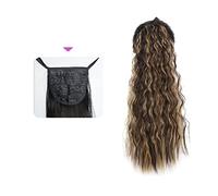 Ponytail Extension 35/55/80cm Synthetic Long Corn Wave Ponytail Extension Drawstring Curly Wavy Ponytail Hairpieces for Women Curly Drawstring Ponytail Heat Resistant Hair Extensions Ponytail(0010)