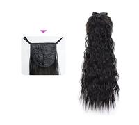 Ponytail Extension 35/55/80cm Synthetic Long Corn Wave Ponytail Extension Drawstring Curly Wavy Ponytail Hairpieces for Women Curly Drawstring Ponytail Heat Resistant Hair Extensions Ponytail(0013)