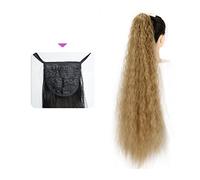 Ponytail Extension 35/55/80cm Synthetic Long Corn Wave Ponytail Extension Drawstring Curly Wavy Ponytail Hairpieces for Women Curly Drawstring Ponytail Heat Resistant Hair Extensions Ponytail(0017)