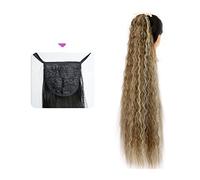 Ponytail Extension 35/55/80cm Synthetic Long Corn Wave Ponytail Extension Drawstring Curly Wavy Ponytail Hairpieces for Women Curly Drawstring Ponytail Heat Resistant Hair Extensions Ponytail(0022)