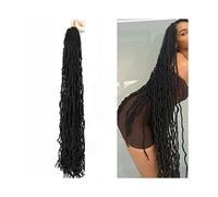 Ponytail Extension 36 Inch Faux Locs Crochet Hair 21Strands/Pack Soft Synthetic Hair 1B# Pre-twsied Long Locs Crochet Braids Curly Wavy Braiding Hair Extension Ponytail