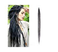Ponytail Extension 36Inch Handmade Dreadlocks Hair 5 Strands 1.0cm Heat Resistant Synthetic Pre Loop Crochet Braids Hair Dreadlock Extensions for Women Ponytail Hairpiece for Women(Natural Black)
