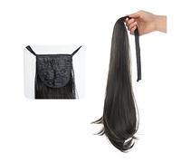 Ponytail Extension 40/50CM Long Extension Wrap Around Clip in Ponytail Hair Extension Drawstring Ribbon Straight Ponytail Extension Synthetic Drawstring Ponytail Hair Extensions Ponytail(Brownish Blac