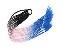 Ponytail Extension 60CM Colorful Mixed Braid Hairpieces for Girls Kids, Dress Beautification Ornament Synthetic Rubber Band Twist Braid Ponytail Extension Hair Extensions Ponytail(0014)