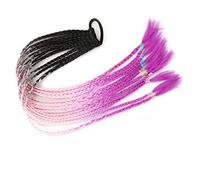 Ponytail Extension 60CM Colorful Mixed Braid Hairpieces for Girls Kids, Dress Beautification Ornament Synthetic Rubber Band Twist Braid Ponytail Extension Hair Extensions Ponytail(0016)
