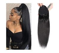 Ponytail Extension 8-24" Straight Drawstring Ponytail Brazilian Remy Hair Human Hair Ponytail Extensions Clip in Hair Extensions for Black Woman Ponytail Hair Extension(12inch(30cm))