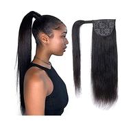 Ponytail Extension 8-24inch Wrap Around Ponytail Extensions Straight Remy Human Hair Ponytail Human Hair Clip in Ponytail Hair Extensions Natural Black Hair Extensions Ponytail(12inch(30cm))