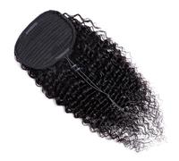 Ponytail Extension 8-28inches Pony tail Natural Black Color Deep Wave Drawstring Ponytail Hair Extensions 100g 100% Brazilian Remy Human Hair #1B Ponytail Hair Extension(14inches)